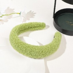 Szín: hajcsat zöld - Candy Color Téli bárányszőrme fejpánt Haj Scrunchie női plüss széles karimájú hajkarika