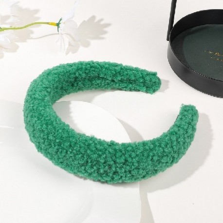 Szín: smaragd hajcsat - Candy Color Téli bárányszőrme fejpánt Haj Scrunchie női plüss széles karimájú hajkarika