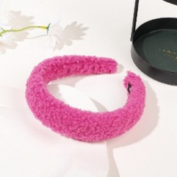 Szín: hajcsat rózsapiros - Candy Color Téli bárányszőrme fejpánt Haj Scrunchie női plüss széles karimájú hajkarika