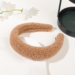 Szín: hajcsat barna - Candy Color Téli bárányszőrme fejpánt Haj Scrunchie női plüss széles karimájú hajkarika