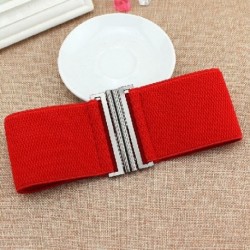 Piros szín - 7,5 cm-es szuperszéles elasztikus övek női fűző fém csattal, rugalmas derékpántokkal, kabát ruha,