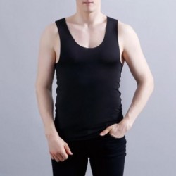 Fekete szín - Quick Dry Ice Silk Férfi felsők Ujjatlan nyári pólók Kosárlabda tornapóló Testépítés Fitnesz felsők