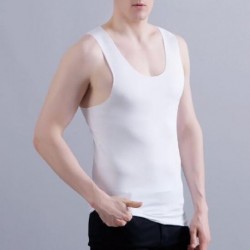 Fehér szín - Quick Dry Ice Silk Férfi felsők Ujjatlan nyári pólók Kosárlabda tornapóló Testépítés Fitnesz felsők