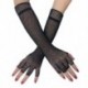 Fekete szín - Ingyenes hosszú csipke üreges ujjatlan kesztyűk Jacquard halhálós kesztyűk Guantes hálós csipke vékony
