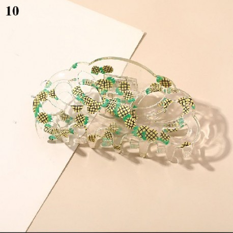 Szín: 10 - Divat Gyümölcs Virágok Barrette Rák Hajcsat Fürdő Haj Claw Ponytail Clip Gyümölcs hajbilincs Karom Clip