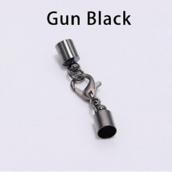 Szín: fegyver fekete - 10db/tétel Bőr zsinór karkötő homár kapcsok horgok 3 4 5 6 8 10 mm-es préselt végsapkák