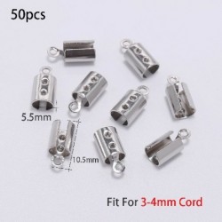 Szín: acél 4 mm - 30-50db arany rozsdamentes acél zsinórok préselt végű gyöngyök sapkák bőr kapcsos hegy Hajtogatott