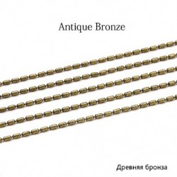 Szín: antik bronz - 2M/tétel 1,5 mm-es arany ömlesztett réz hengeres gyöngylánc bambusz láncok barkács nyaklánc
