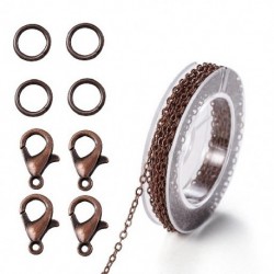 Szín: vörös réz - 3 méteres ötvözetből készült lánc ugrógyűrűkkel homárkapcsos nyaklánc láncok barkácsoláshoz