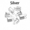 Szín: ezüst - 200db/tétel Cove kapcsok Vezetékvég sapkák zsinór szalag bőr csíptető hegy Hajtogatott préselt gyöngy
