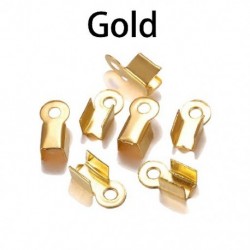 Szín: arany - 200db/tétel Cove kapcsok Vezetékvég sapkák zsinór szalag bőr csíptető hegy Hajtogatott préselt gyöngy