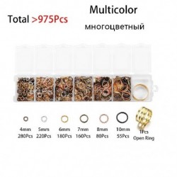 Szín: Többszínű - 975 DB/Szett 4 5 6 7 8mm nyitott ugrógyűrű Nyitott gyűrű csatlakozók barkácsolás nyaklánchoz