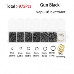 Szín: fegyver fekete - 975 DB/Szett 4 5 6 7 8mm nyitott ugrógyűrű Nyitott gyűrű csatlakozók barkácsolás nyaklánchoz