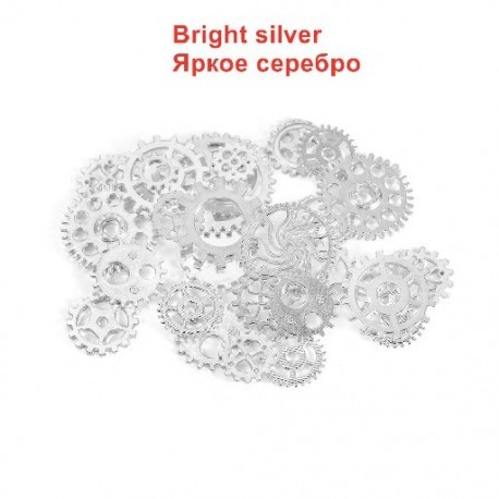 Szín: fényes ezüst - 50/100g Vintage Mix Color Antik Mechanikus Steampunk fogaskerekek és fogaskerekek Charms Diy
