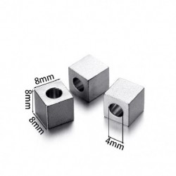Szín: acél 8x8mm - 20 db/tétel Rozsdamentes acél négyzet alakú téglatest maggyöngyök Tömeges laza távtartó