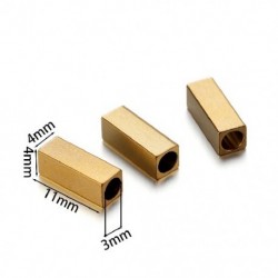 Szín: Arany 4x11mm - 20 db/tétel Rozsdamentes acél négyzet alakú téglatest maggyöngyök Tömeges laza távtartó