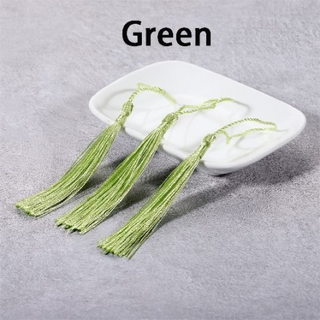 Szín: zöld - 10-30 db 70 mm-es akasztókötél selyem bojt rojt barkácsoláshoz kulcstartó fülbevaló horgok medál ékszer