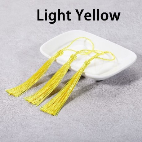Szín: világos sárga - 10-30 db 70 mm-es akasztókötél selyem bojt rojt barkácsoláshoz kulcstartó fülbevaló horgok