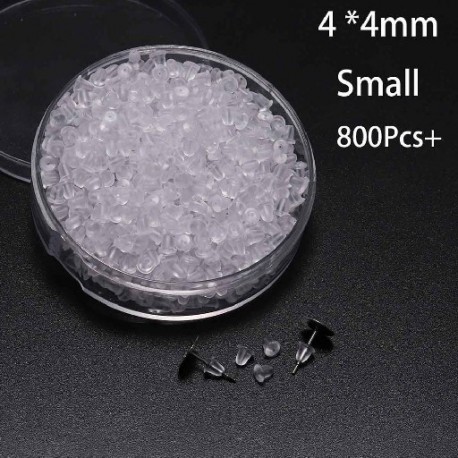 Szín: 4x4mm-800db - 1 doboz gumi fülbevaló hátoldalak szilikon fülbevalók hátsó dugók füldugó blokkolt sapkák
