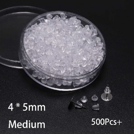 Szín: 4x5mm-500db - 1 doboz gumi fülbevaló hátoldalak szilikon fülbevalók hátsó dugók füldugó blokkolt sapkák