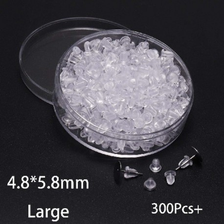 Szín: 4,8x5,8mm-300db - 1 doboz gumi fülbevaló hátoldalak szilikon fülbevalók hátsó dugók füldugó blokkolt sapkák