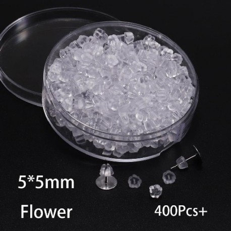 Szín: 5x5mm-400db - 1 doboz gumi fülbevaló hátoldalak szilikon fülbevalók hátsó dugók füldugó blokkolt sapkák
