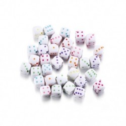 Szín: fehér 02 - 30db/tétel 8mm-es akril négyzet alakú kockagyöngyök laza távtartó gyöngyök kézzel készített