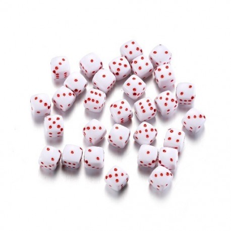 Szín: fehér 03 - 30db/tétel 8mm-es akril négyzet alakú kocka gyöngyök laza távtartó gyöngyök kézzel készített