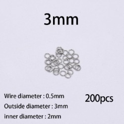Szín: acél 3mm - 50-200db/tétel 4 5 6 8 10 mm rozsdamentes acél ugrógyűrűk osztott gyűrűk csatlakozók barkácsoláshoz