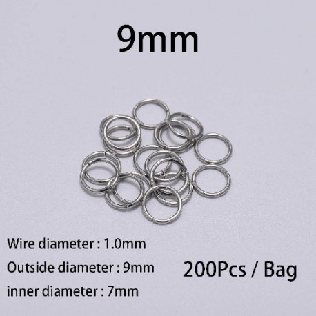 Szín: acél 9mm - 50-200db/tétel 4 5 6 8 10 mm-es rozsdamentes acél ugrógyűrűk osztott gyűrűk csatlakozók barkács