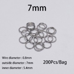 Szín: 7mm - 200db/tétel 4 5 6 8 10mm rozsdamentes acél nyitott ugrógyűrűk osztott gyűrűk csatlakozó