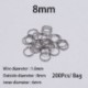 Szín: 8mm - 200db/tétel 4 5 6 8 10mm rozsdamentes acél nyitott ugrógyűrűk osztott gyűrűk csatlakozó