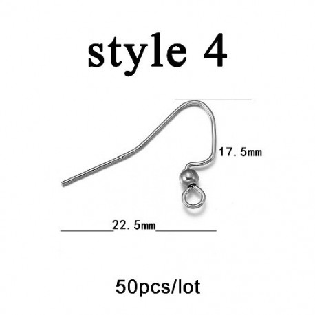 Szín: 4. stílus - 20-50db Nem allergiás rozsdamentes acél fülakasztó fülbevaló kapcsok fülhuzal leletek