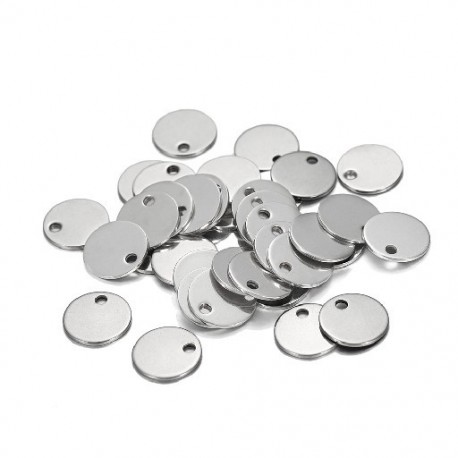 Szín: Charms medálok - 10-50db/tétel 6-30mm-es rozsdamentes acél kerek, egylyukú varázslatok medálok Kutyacímke barkács