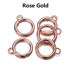Szín: Rose Gold - 5 db Ötvözetből készült O gyűrűs rugós kapcsok lyukkal nyitható kerek karabineres kulcstartó táska