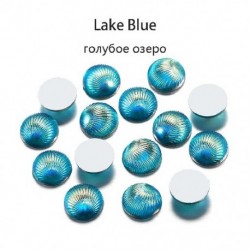 Szín: Lake Blue - 20db/tétel 10mm-es kagyló alakú gyanta kabochonok többszínű kerek lapos hátú cabochon barkácsolás