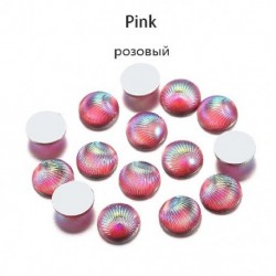 Szín: rózsaszín - 20db/tétel 10mm-es kagyló alakú gyanta kabochonok többszínű kerek lapos hátú cabochon barkácsolás