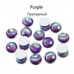 Szín: lila - 20db/tétel 10mm-es kagyló alakú gyanta kabochonok többszínű kerek lapos hátú cabochon barkácsolás