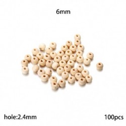 Szín: 6mm - 5-200db/tétel 4-30mm-es természetes fa gyöngyök kerek laza távtartó fagyöngyök barkácsoláshoz karkötő