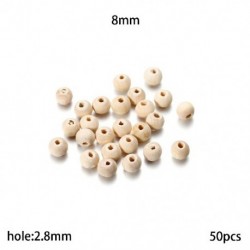 Szín: 8mm - 5-200db/tétel 4-30mm-es természetes fa gyöngyök kerek laza távtartó fagyöngyök barkácsoláshoz karkötő