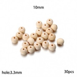 Szín: 10mm - 5-200db/tétel 4-30mm-es természetes fa gyöngyök kerek laza távtartó fagyöngyök barkácsoláshoz karkötő