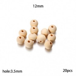 Szín: 12mm - 5-200db/tétel 4-30mm-es természetes fa gyöngyök kerek laza távtartó fagyöngyök barkácsoláshoz karkötő