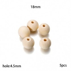 Szín: 18mm - 5-200db/tétel 4-30mm-es természetes fa gyöngyök kerek laza távtartó fagyöngyök barkácsoláshoz karkötő