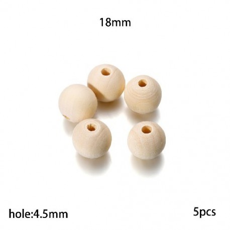 Szín: 18mm - 5-200db/tétel 4-30mm-es természetes fa gyöngyök kerek laza távtartó fagyöngyök barkácsoláshoz karkötő