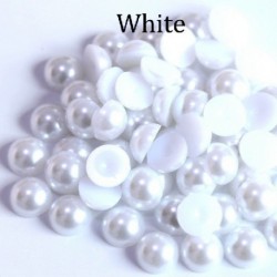 Fehér szín - ABS gyöngyutánzat lapos hátú 2 3 4 5 6 8 10 12 14 mm-es fekete fehér cabochon félkerek gyöngy Scrapbook