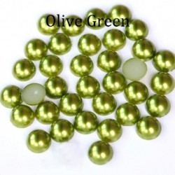 Szín: olíva zöld - ABS gyöngyutánzat lapos hátú 2 3 4 5 6 8 10 12 14 mm-es fekete fehér cabochon félkerek gyöngy