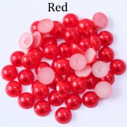 Piros szín - ABS gyöngyutánzat lapos hátú 2 3 4 5 6 8 10 12 14 mm-es fekete fehér cabochon félkerek gyöngy Scrapbook