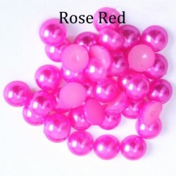 Szín: Rose Red - ABS gyöngyutánzat lapos hátú 2 3 4 5 6 8 10 12 14 mm-es fekete fehér cabochon félkerek gyöngy Scrapbook