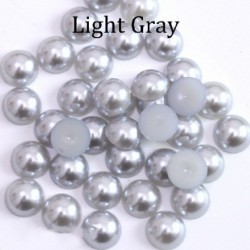 Szín: világosszürke - ABS gyöngyutánzat lapos hátú 2 3 4 5 6 8 10 12 14 mm-es fekete fehér cabochon félkerek gyöngy