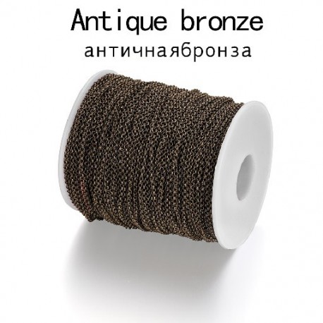 Fém színe: antik bronz - 5 m/tétel 2-5,8 mm-es tömeges Rolo lánc hosszú ékszerlánchosszabbító nyaklánc láncok